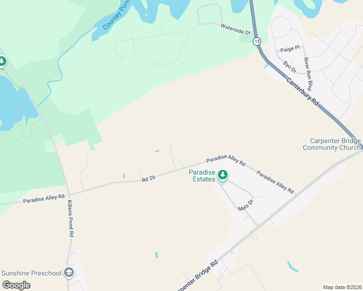 map of restaurants, bars, coffee shops, grocery stores, and more near 4059 Paradise Alley Road in Harrington