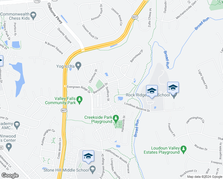 map of restaurants, bars, coffee shops, grocery stores, and more near 23078 Weybridge Square in Ashburn