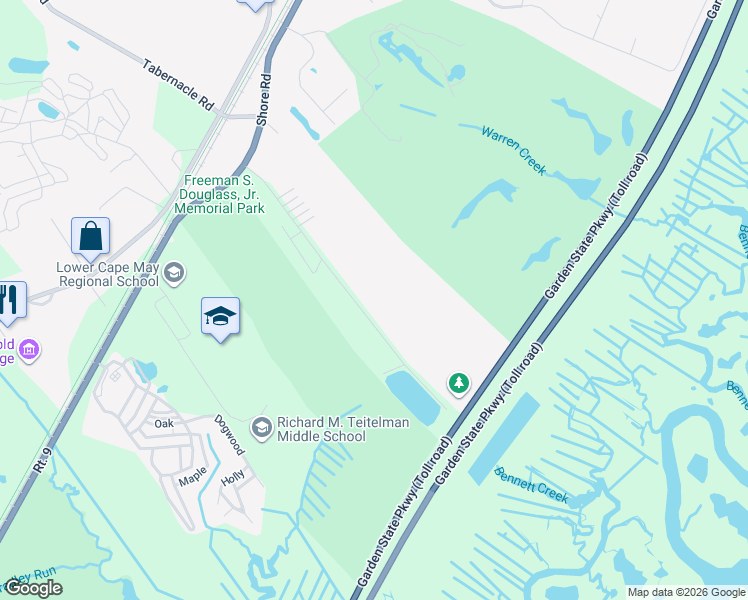 map of restaurants, bars, coffee shops, grocery stores, and more near in Lower Township