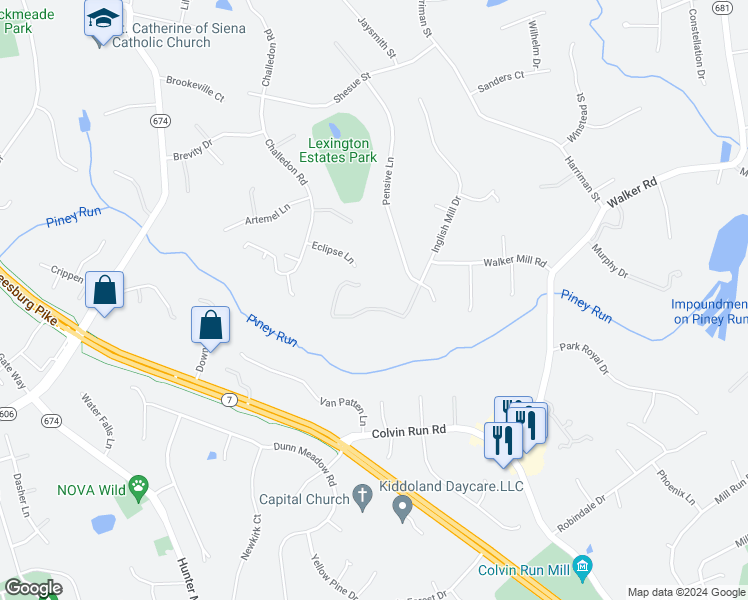 map of restaurants, bars, coffee shops, grocery stores, and more near 11300 Inglish Mill Drive in Great Falls
