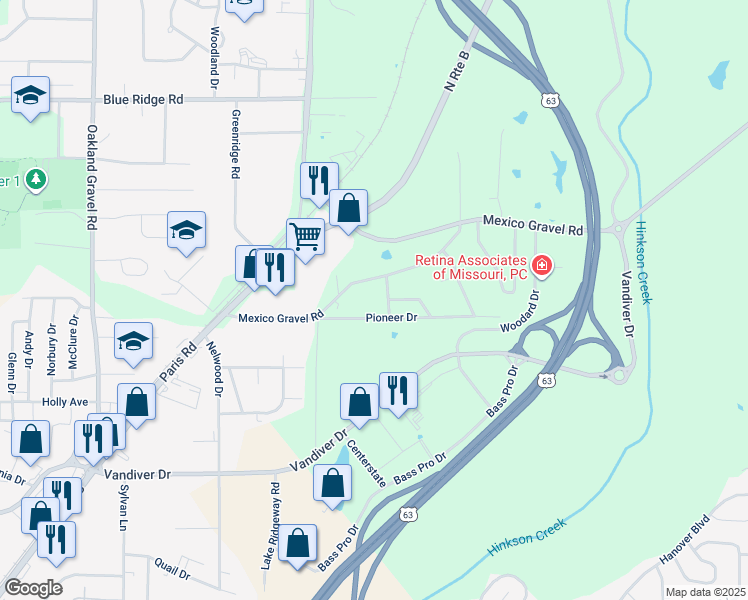 map of restaurants, bars, coffee shops, grocery stores, and more near 2715 Fairhaven Drive in Columbia