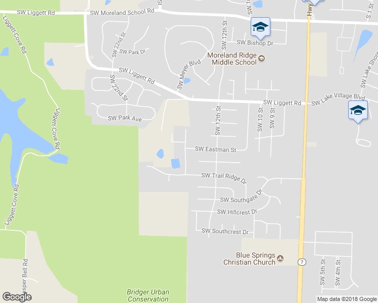 map of restaurants, bars, coffee shops, grocery stores, and more near 4200 Southwest 14 Street in Blue Springs