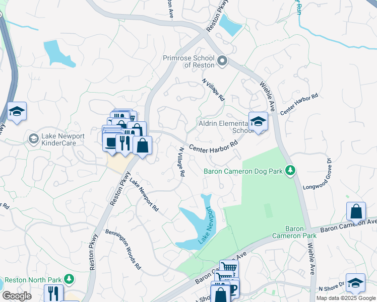 map of restaurants, bars, coffee shops, grocery stores, and more near 11578 Hemingway Drive in Reston