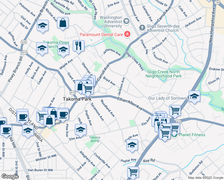 map of restaurants, bars, coffee shops, grocery stores, and more near 101 Independence Avenue Southeast in Washington