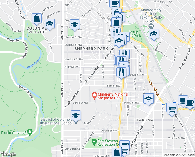 map of restaurants, bars, coffee shops, grocery stores, and more near 101 Independence Avenue Southeast in Washington