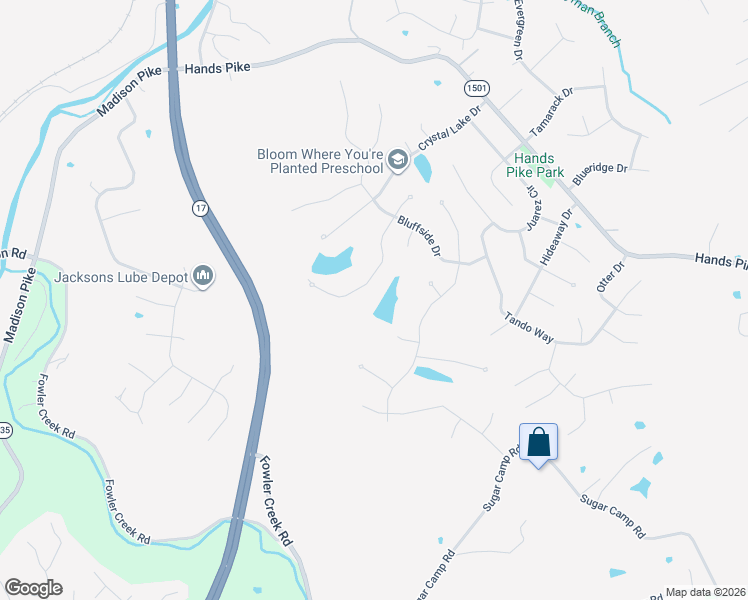 map of restaurants, bars, coffee shops, grocery stores, and more near 48 Waterside Way in Covington