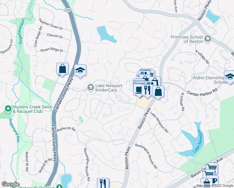 map of restaurants, bars, coffee shops, grocery stores, and more near 1516 Summerchase Court in Reston