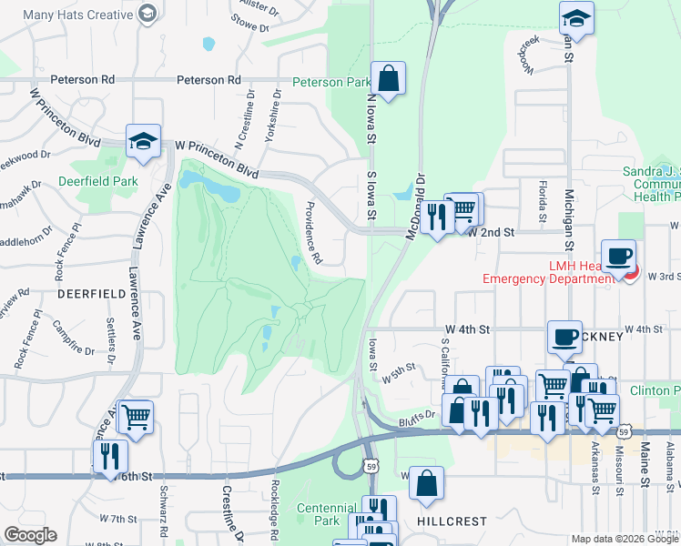 map of restaurants, bars, coffee shops, grocery stores, and more near 241 Concord Road in Lawrence