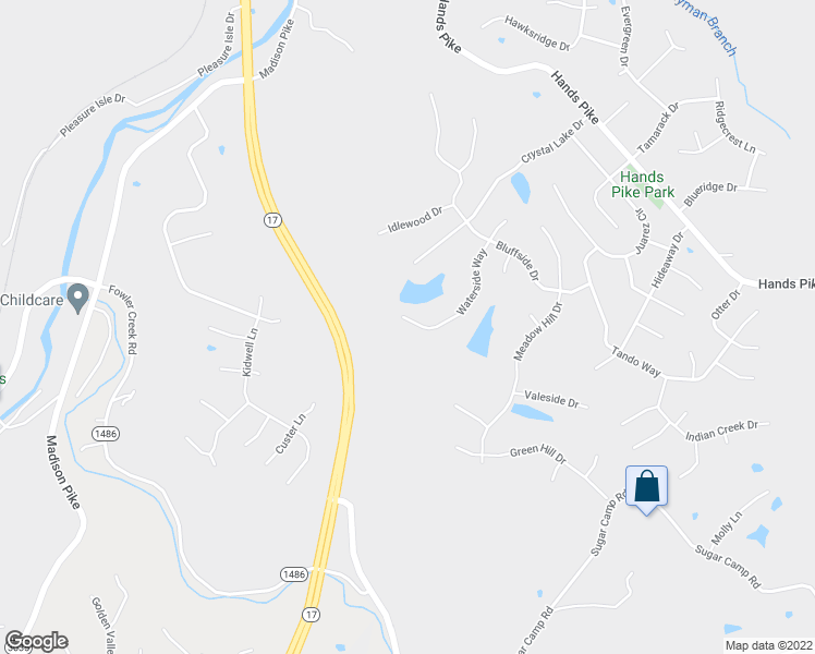 map of restaurants, bars, coffee shops, grocery stores, and more near 64 Waterside Way in Covington