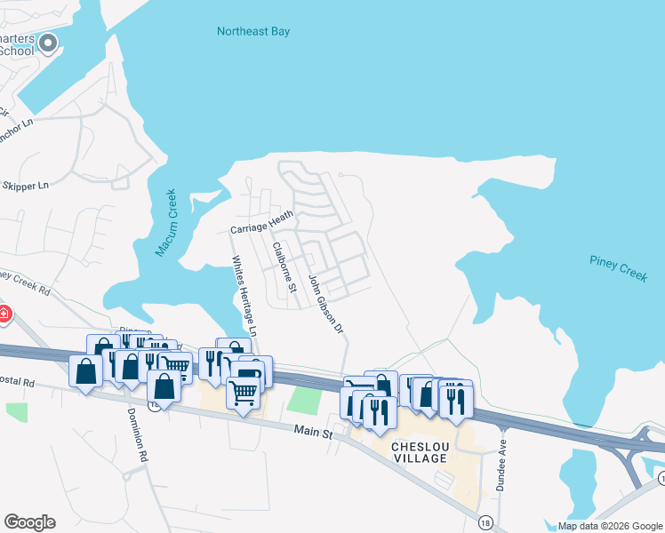 map of restaurants, bars, coffee shops, grocery stores, and more near 107 Henry Stoupe Way in Chester