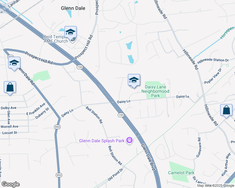 map of restaurants, bars, coffee shops, grocery stores, and more near 6504 Facchina Lane in Glenn Dale