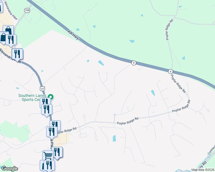 map of restaurants, bars, coffee shops, grocery stores, and more near 3614 Douglas Drive in Alexandria
