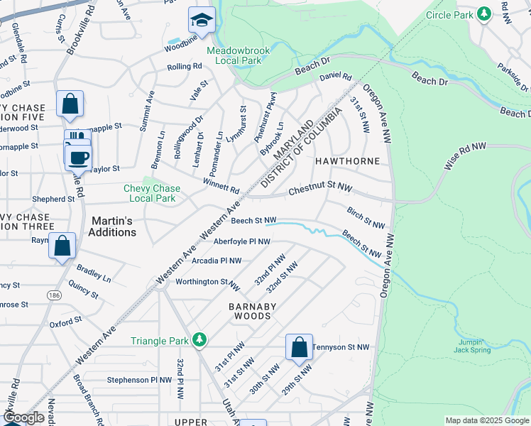 map of restaurants, bars, coffee shops, grocery stores, and more near 3245 Beech Street Northwest in Washington