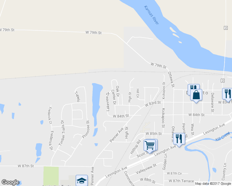 map of restaurants, bars, coffee shops, grocery stores, and more near 8245 Center Drive in De Soto