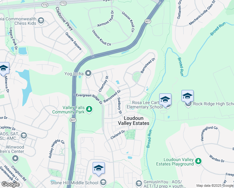 map of restaurants, bars, coffee shops, grocery stores, and more near 23072 Sunbury Street in Ashburn