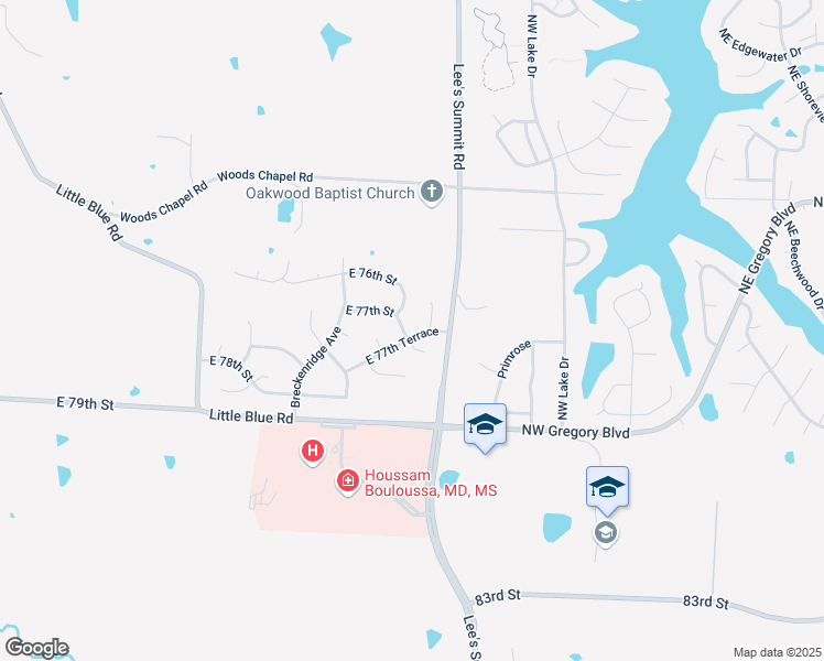 map of restaurants, bars, coffee shops, grocery stores, and more near 7721 Dove Avenue in Kansas City