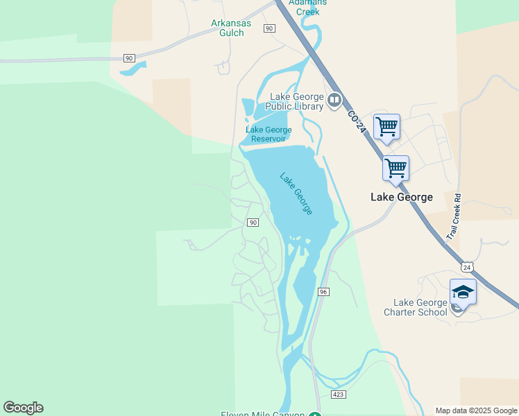 map of restaurants, bars, coffee shops, grocery stores, and more near 671 Midland Court in Lake George