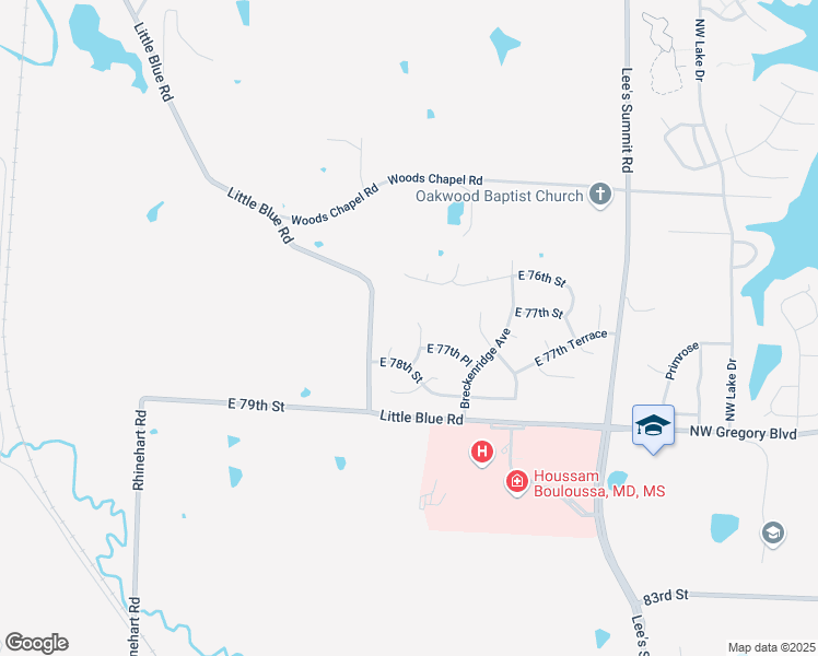 map of restaurants, bars, coffee shops, grocery stores, and more near 7801 Brook Court in Kansas City