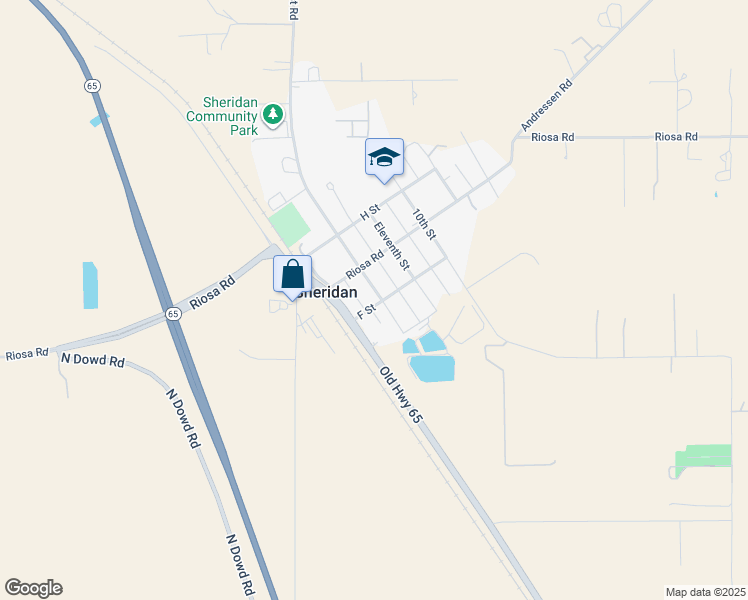 map of restaurants, bars, coffee shops, grocery stores, and more near 5609 Twelfth Street in Sheridan