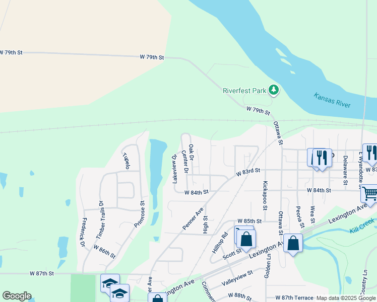 map of restaurants, bars, coffee shops, grocery stores, and more near 8245 Center Drive in De Soto