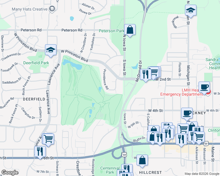 map of restaurants, bars, coffee shops, grocery stores, and more near 241 Concord Road in Lawrence