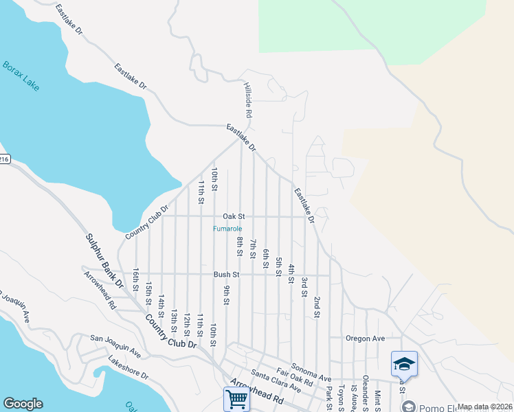 map of restaurants, bars, coffee shops, grocery stores, and more near 2960 7th Street in Clearlake