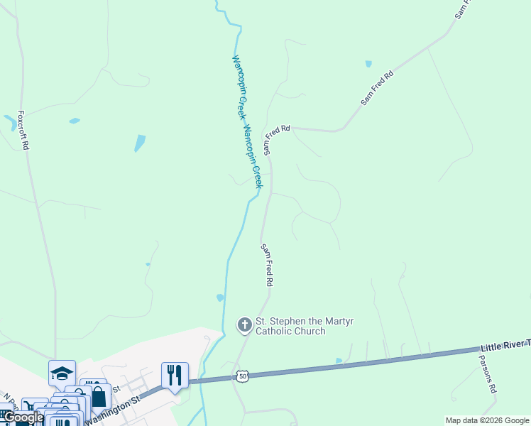 map of restaurants, bars, coffee shops, grocery stores, and more near 23164 Sam Fred Road in Middleburg