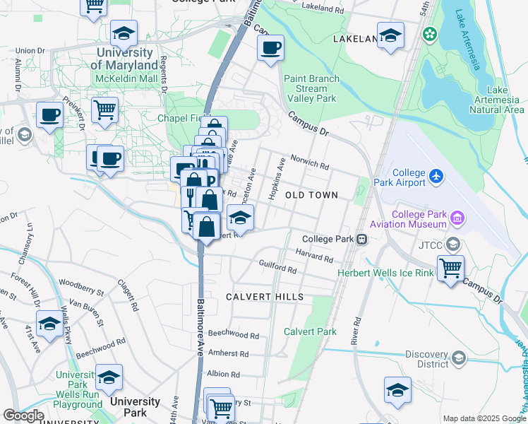 map of restaurants, bars, coffee shops, grocery stores, and more near 101 Independence Avenue Southeast in Washington