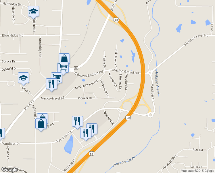 map of restaurants, bars, coffee shops, grocery stores, and more near 2704 Isherwood Drive in Columbia