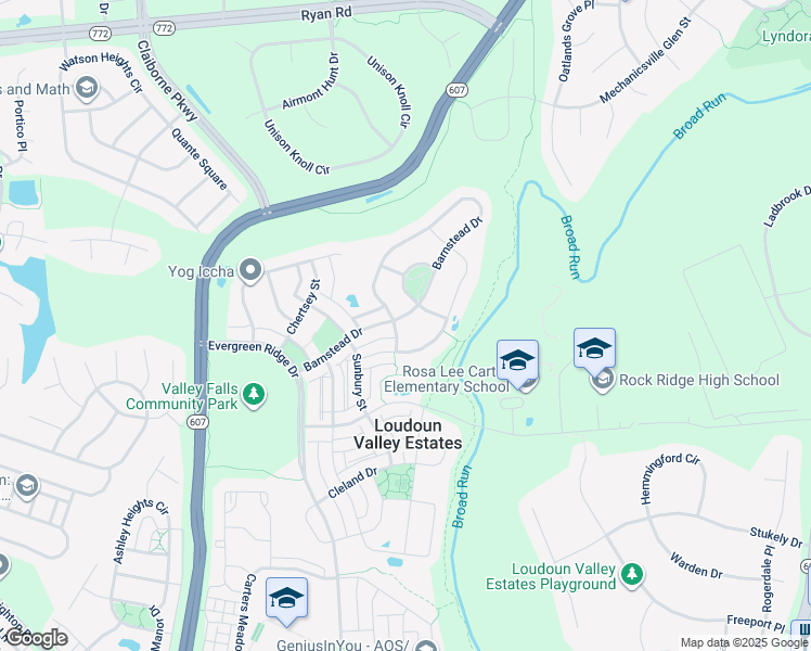 map of restaurants, bars, coffee shops, grocery stores, and more near 43177 Barnstead Drive in Ashburn