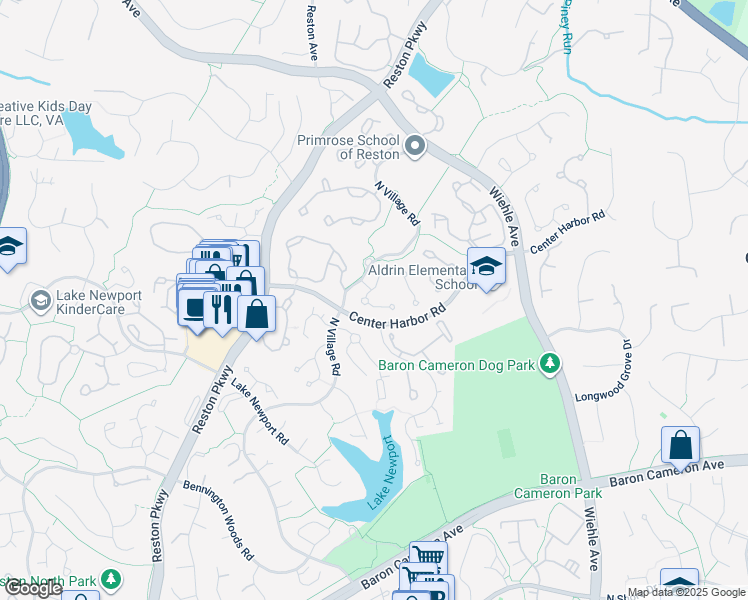 map of restaurants, bars, coffee shops, grocery stores, and more near 11424 Hollow Timber Way in Reston