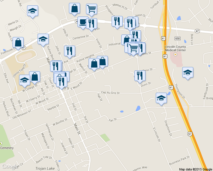 map of restaurants, bars, coffee shops, grocery stores, and more near 17 Melody Ln in Troy