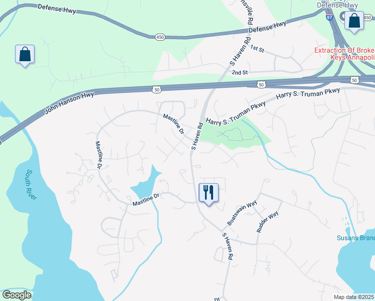 map of restaurants, bars, coffee shops, grocery stores, and more near 901 Sextant Way in Annapolis