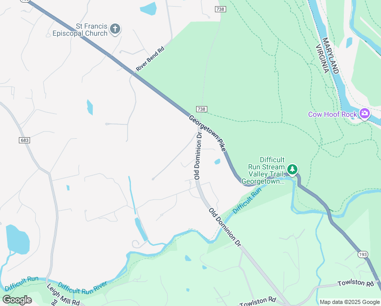 map of restaurants, bars, coffee shops, grocery stores, and more near 9037 Old Dominion Drive in McLean