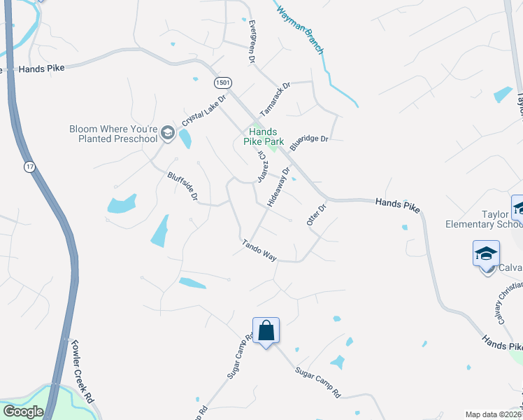 map of restaurants, bars, coffee shops, grocery stores, and more near 3 Horizon Circle in Covington