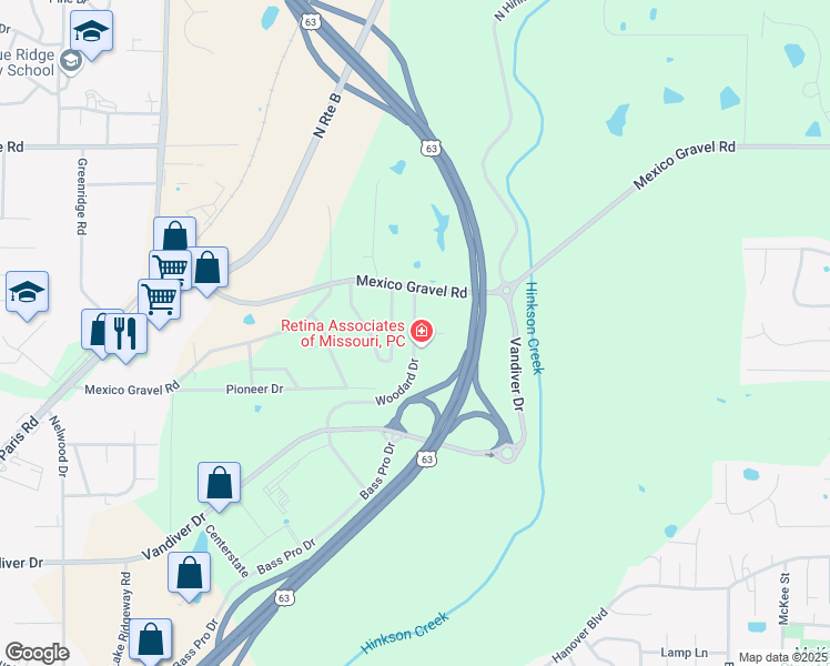 map of restaurants, bars, coffee shops, grocery stores, and more near 2801 Woodard Drive in Columbia