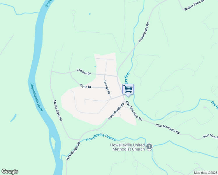 map of restaurants, bars, coffee shops, grocery stores, and more near 233 Youngs Drive in Front Royal