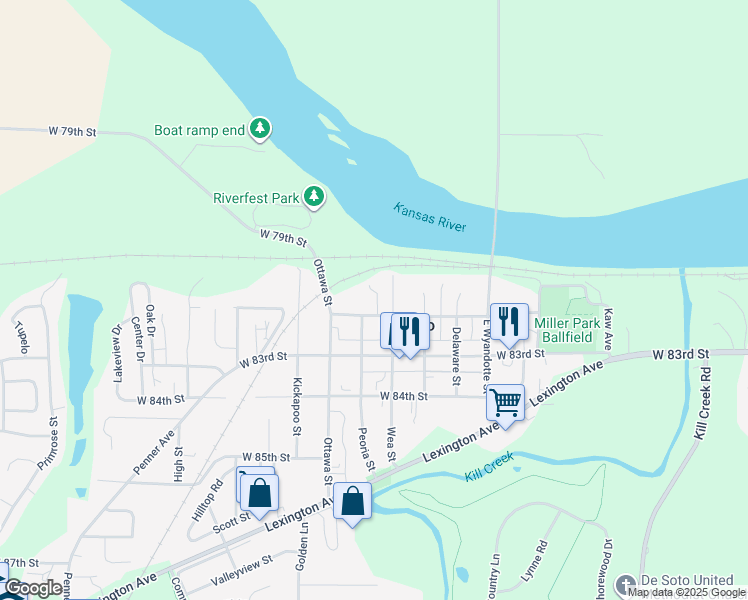 map of restaurants, bars, coffee shops, grocery stores, and more near in De Soto