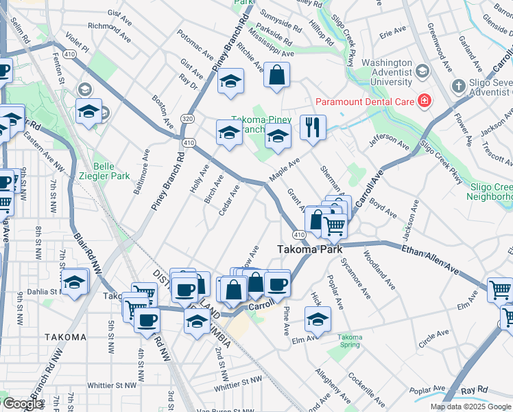 map of restaurants, bars, coffee shops, grocery stores, and more near 101 Independence Avenue Southeast in Washington