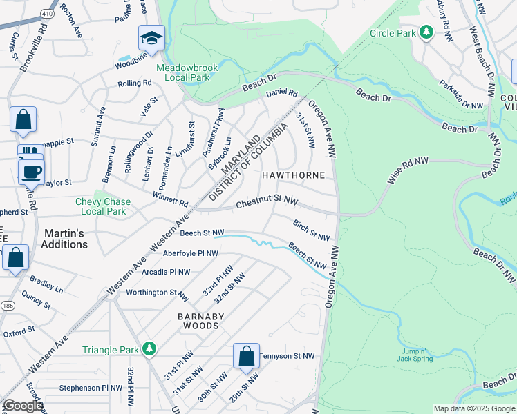 map of restaurants, bars, coffee shops, grocery stores, and more near 3208 Chestnut Street Northwest in Washington
