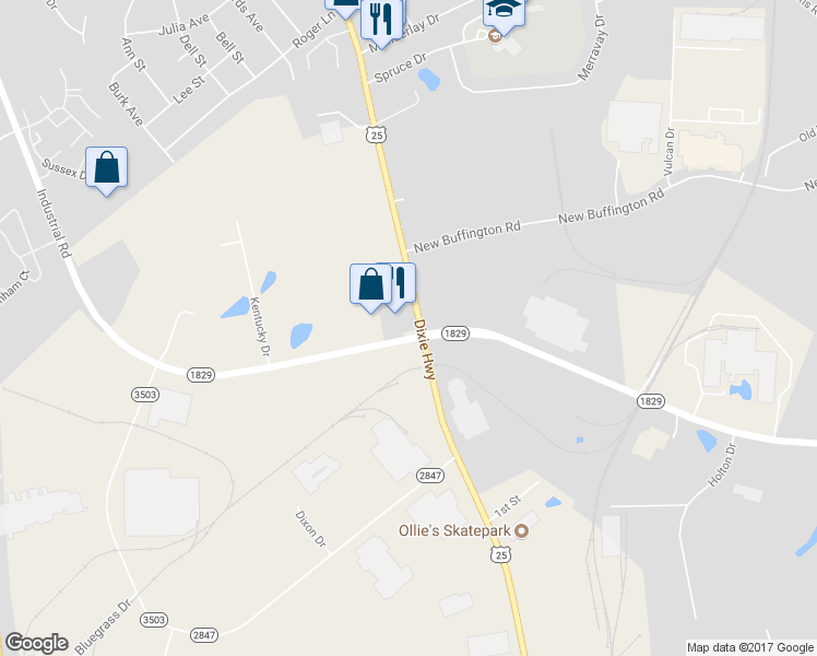 map of restaurants, bars, coffee shops, grocery stores, and more near 7998 Dixie Highway in Florence