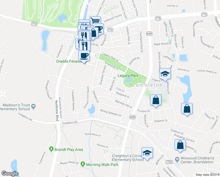 map of restaurants, bars, coffee shops, grocery stores, and more near 42464 Ringneck Place in Ashburn