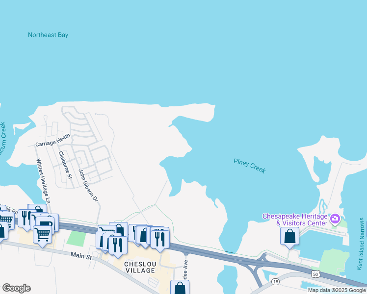 map of restaurants, bars, coffee shops, grocery stores, and more near 2501 Piney Creek Road in Chester