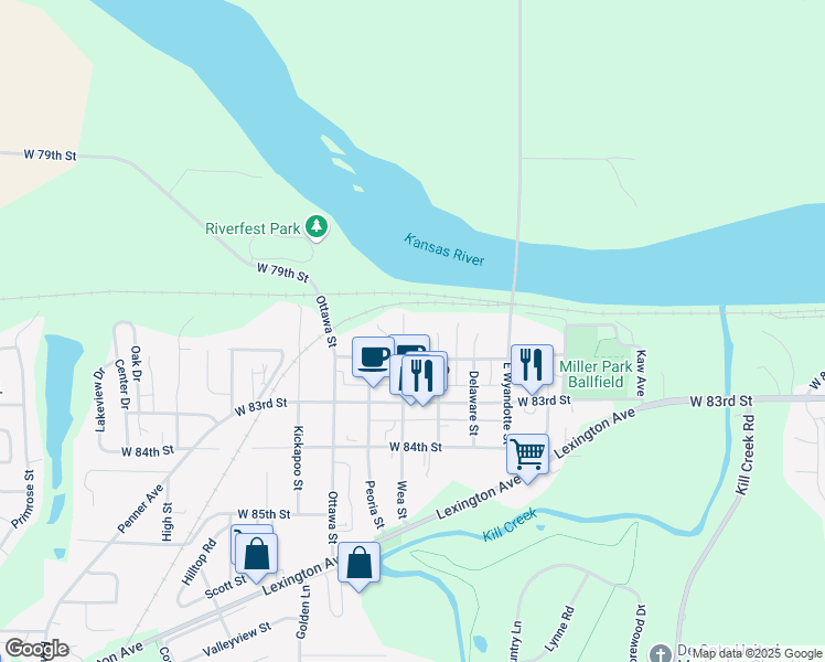 map of restaurants, bars, coffee shops, grocery stores, and more near in De Soto