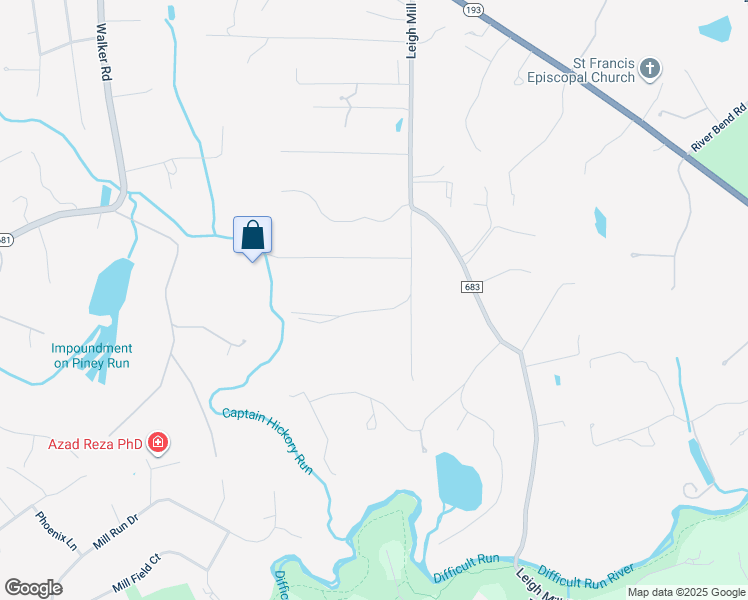 map of restaurants, bars, coffee shops, grocery stores, and more near 934 Hickory Run Lane in Great Falls
