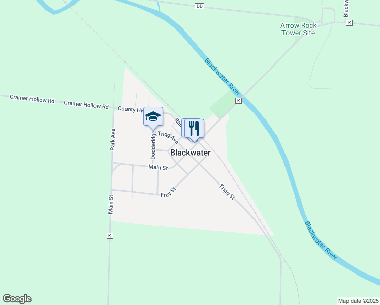 map of restaurants, bars, coffee shops, grocery stores, and more near in Blackwater