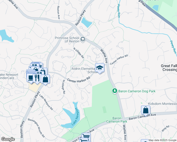 map of restaurants, bars, coffee shops, grocery stores, and more near 11424 Heritage Oak Court in Reston