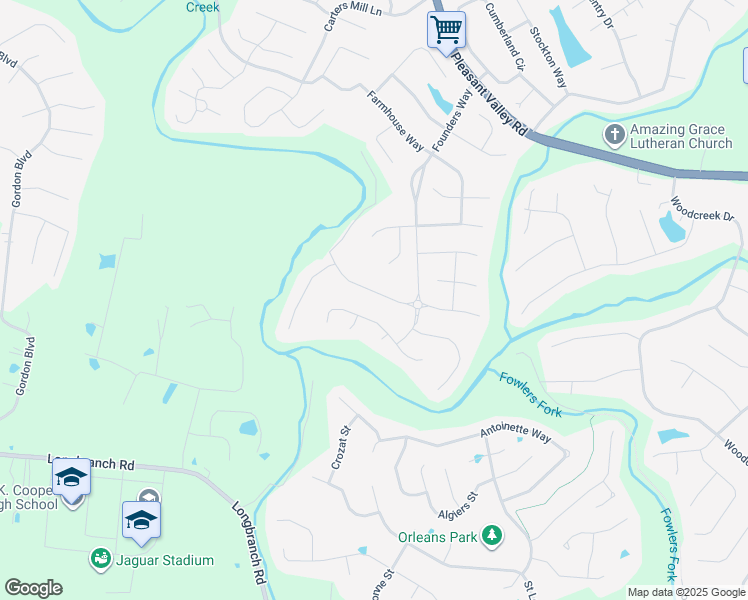 map of restaurants, bars, coffee shops, grocery stores, and more near 2423 Preservation Way in Florence