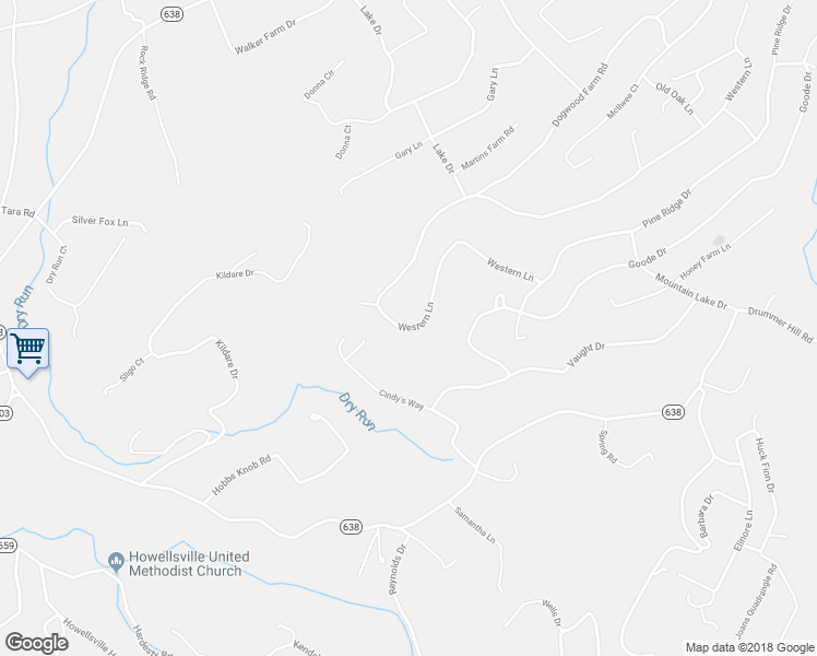 map of restaurants, bars, coffee shops, grocery stores, and more near 428 Western Lane in Front Royal