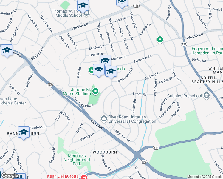 map of restaurants, bars, coffee shops, grocery stores, and more near 6276 Clearwood Road in Bethesda